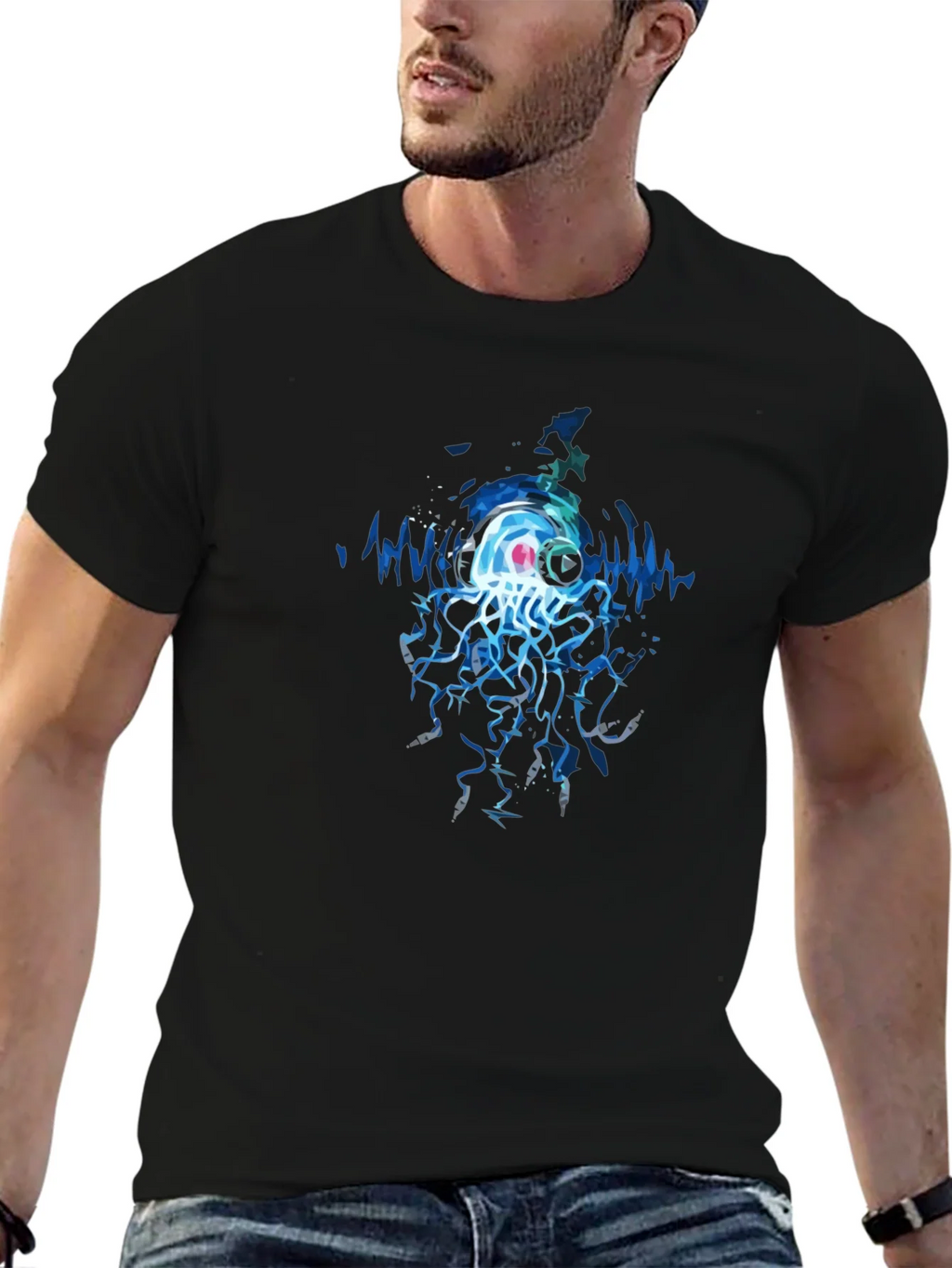 Jellyfish DJ Graphic Tee - Cool Black T-Shirt product image 9