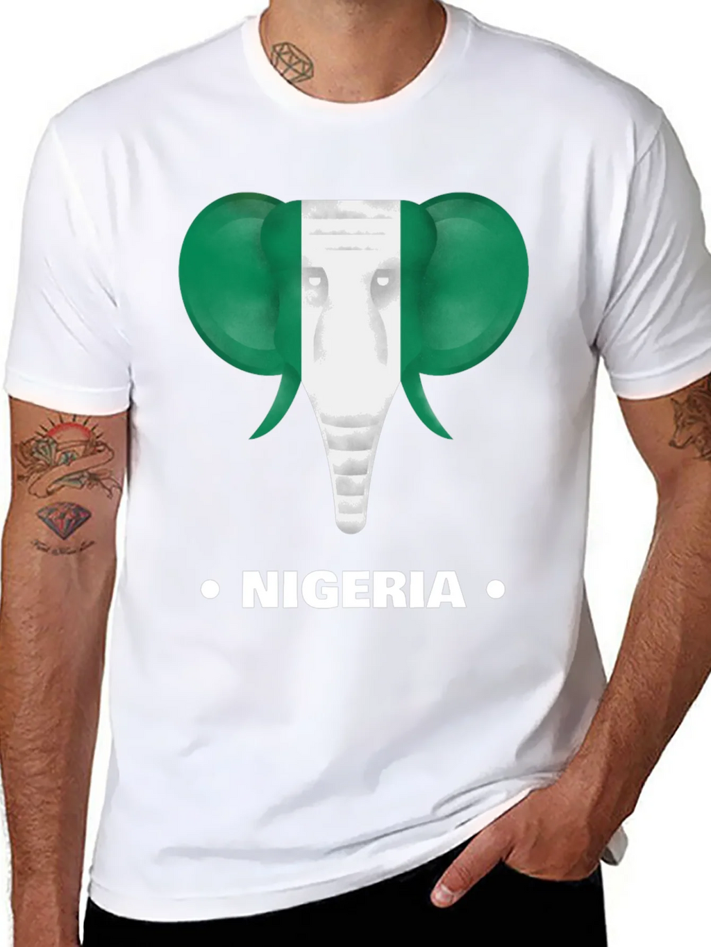 Nigeria Flag Elephant T-Shirt product image 10