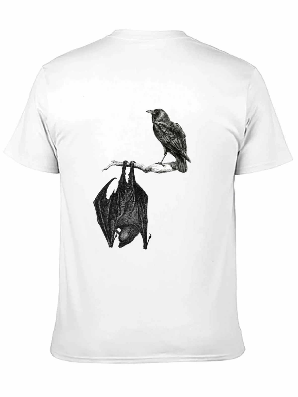 Raven and Bat Graphic Tee - Black Cotton T-Shirt product image 2