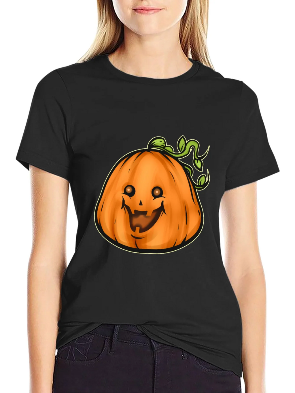 Mens Black Halloween Pumpkin Graphic Tee product image 5
