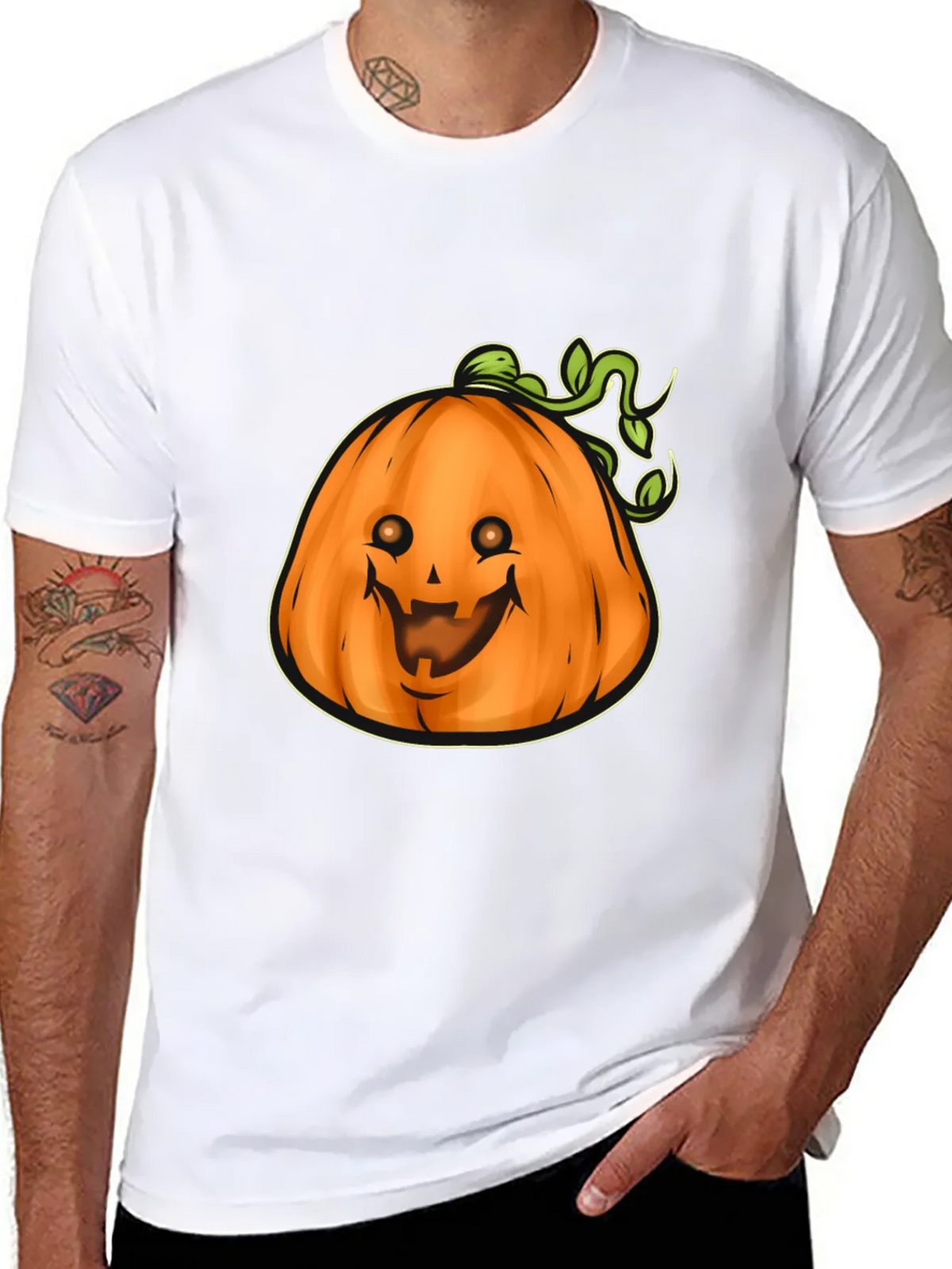 Mens Black Halloween Pumpkin Graphic Tee product image 10