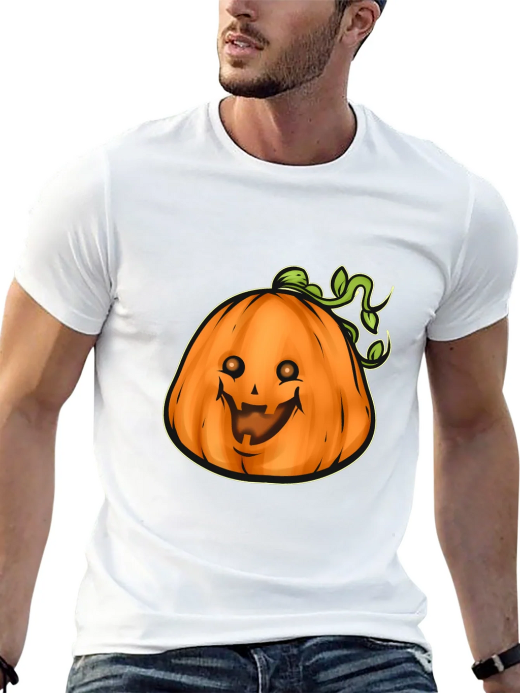 Mens Black Halloween Pumpkin Graphic Tee product image 4