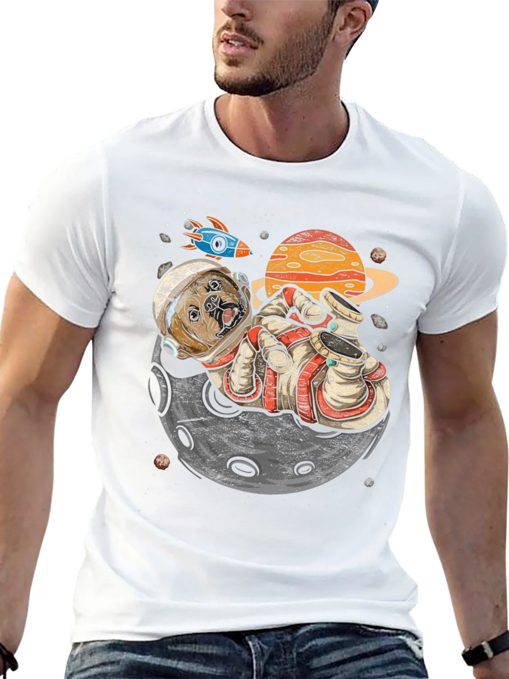 Astronaut Dog on the Moon Graphic Tee product image 4