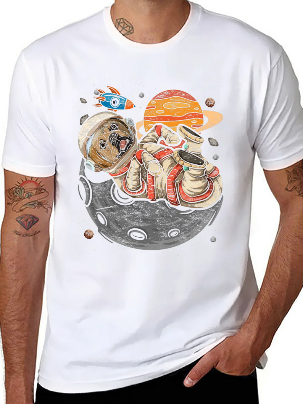 Astronaut Dog on the Moon Graphic Tee product image 10