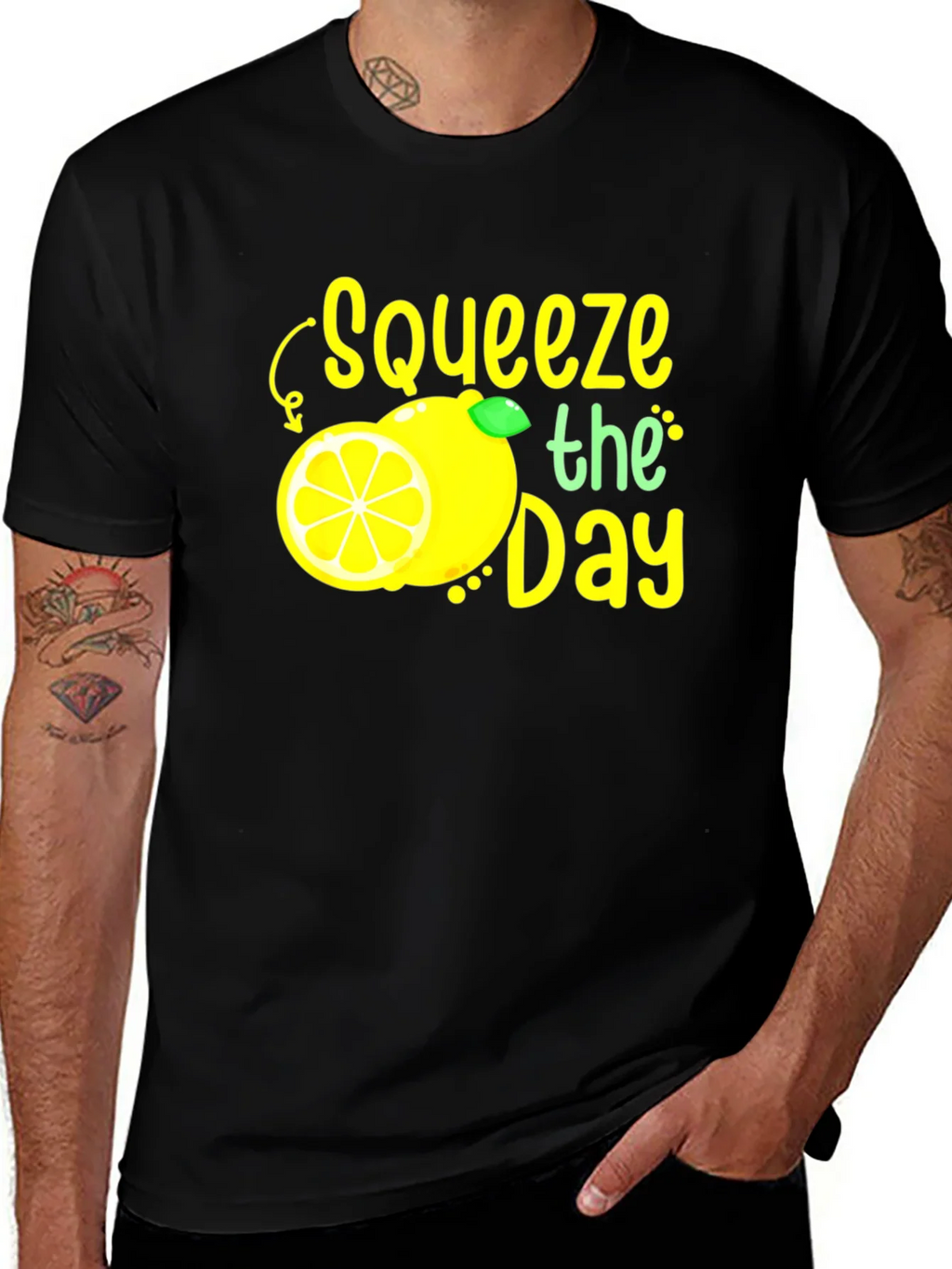 Squeeze the Day Graphic Tee - Black Cotton T-Shirt product image 1