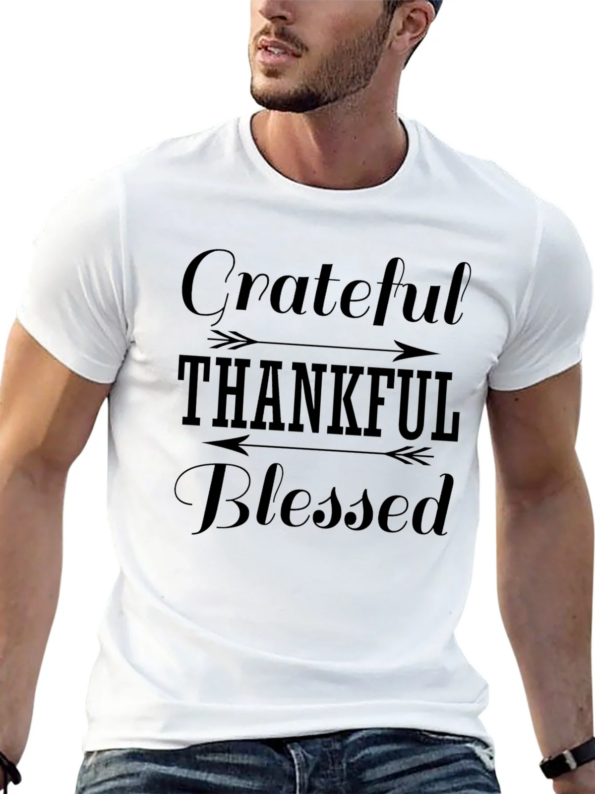 Grateful Thankful Blessed Black T-Shirt product image 4