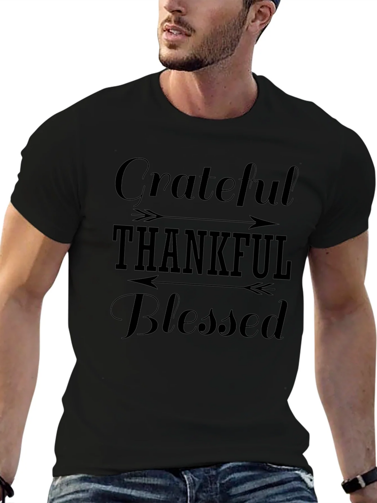 Grateful Thankful Blessed Black T-Shirt product image 9
