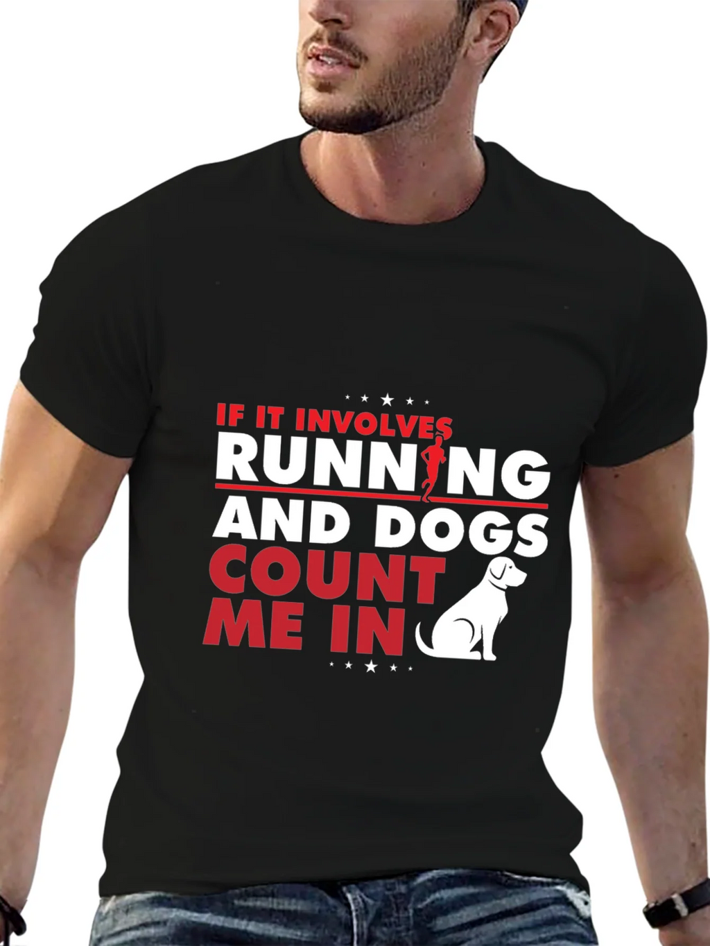 Running and Dogs T-Shirt - Black Cotton Tee for Dog Lovers product image 9
