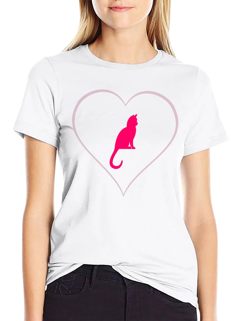 Cat Heart Graphic Tee - Stylish Crew Neck product image 11
