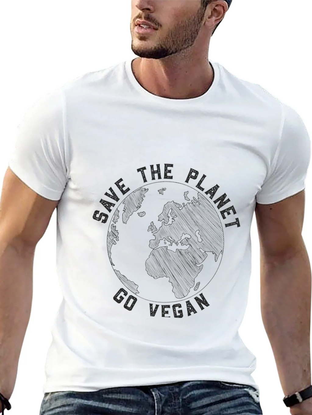 Save the Planet Go Vegan Black T-Shirt product image 4