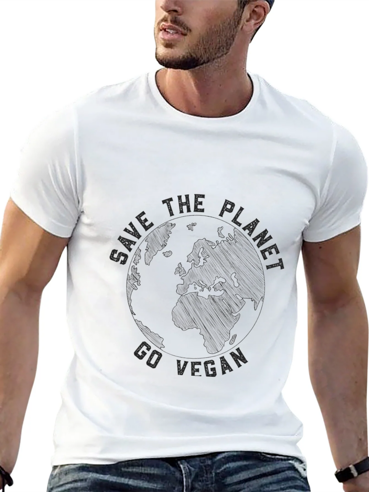 Save the Planet Go Vegan Black T-Shirt product image 4