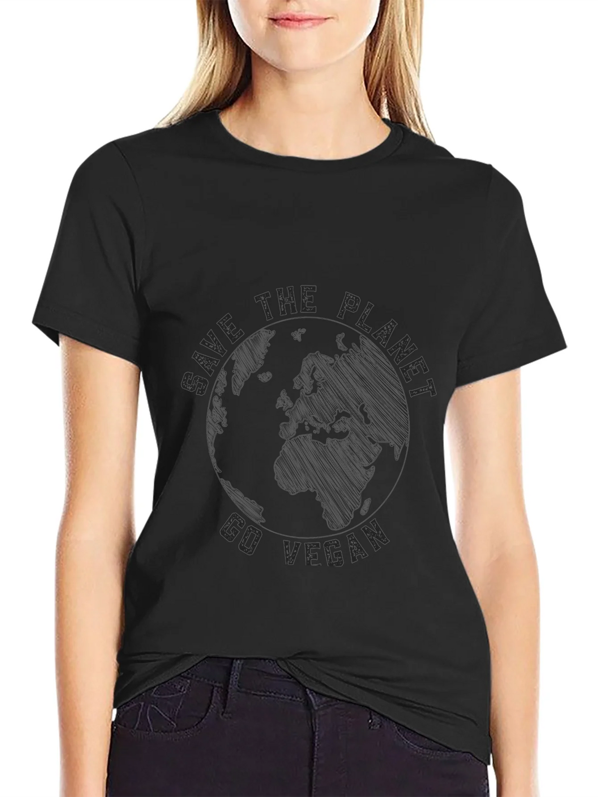 Save the Planet Go Vegan Black T-Shirt product image 5