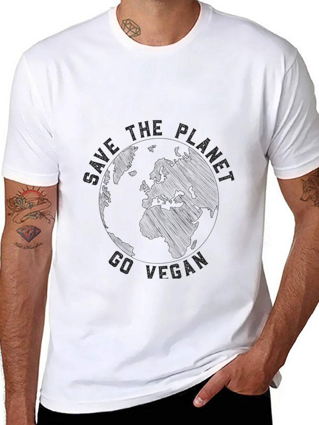 Save the Planet Go Vegan Black T-Shirt product image 10