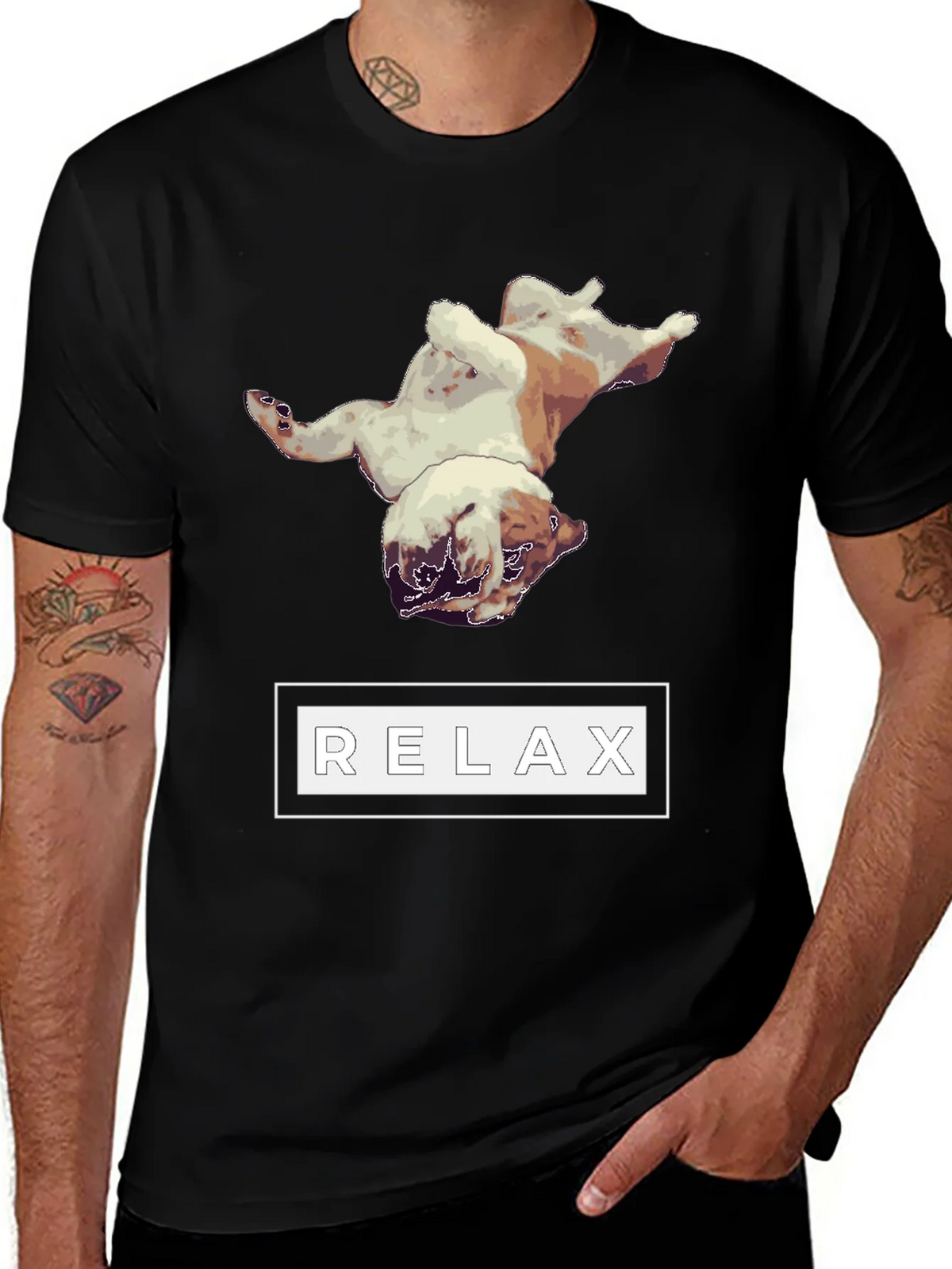 Relaxing Bulldog Graphic Tee - Black product image 1