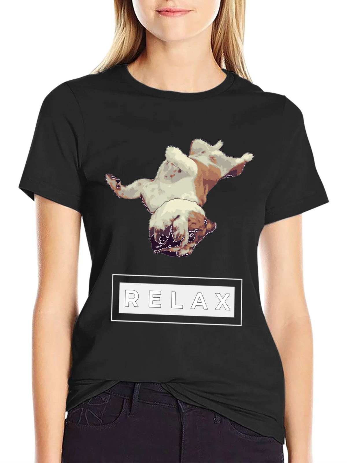 Relaxing Bulldog Graphic Tee - Black product image 5