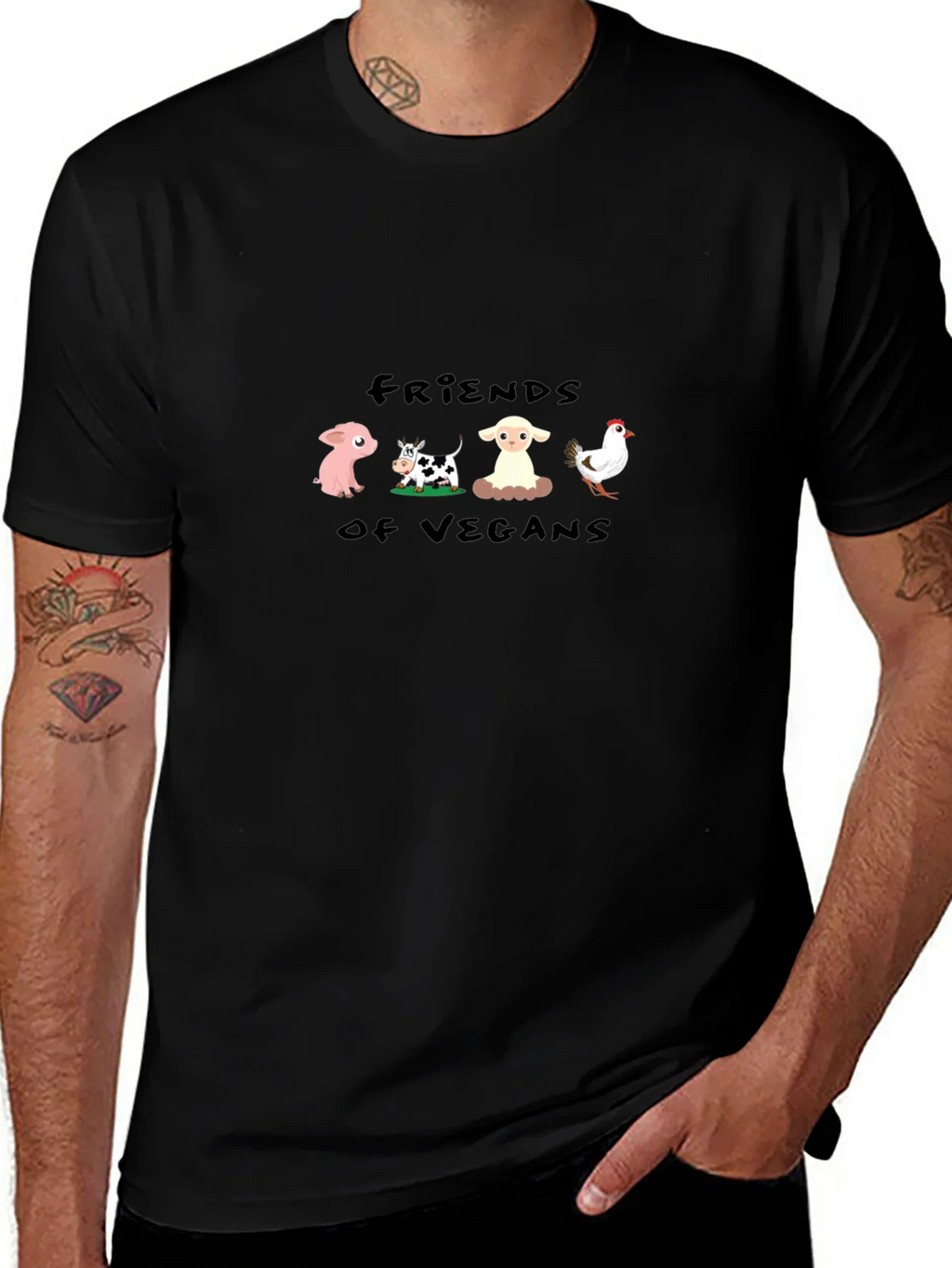 Friends of Vegans Black T-Shirt product image 1