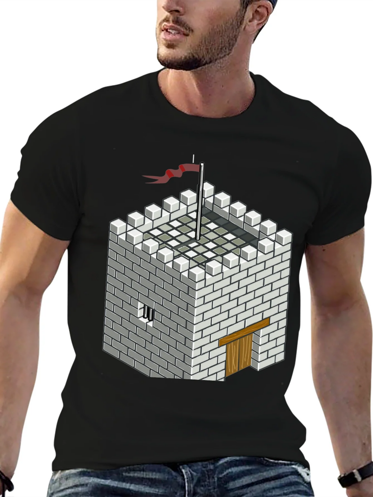 Pixelated Castle Tee - Retro Gaming Style Shirt product image 9