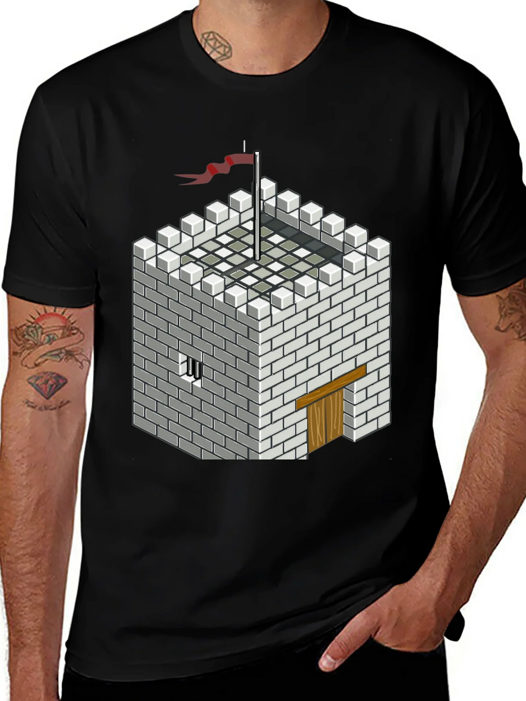 Pixelated Castle Tee - Retro Gaming Style Shirt product image 1