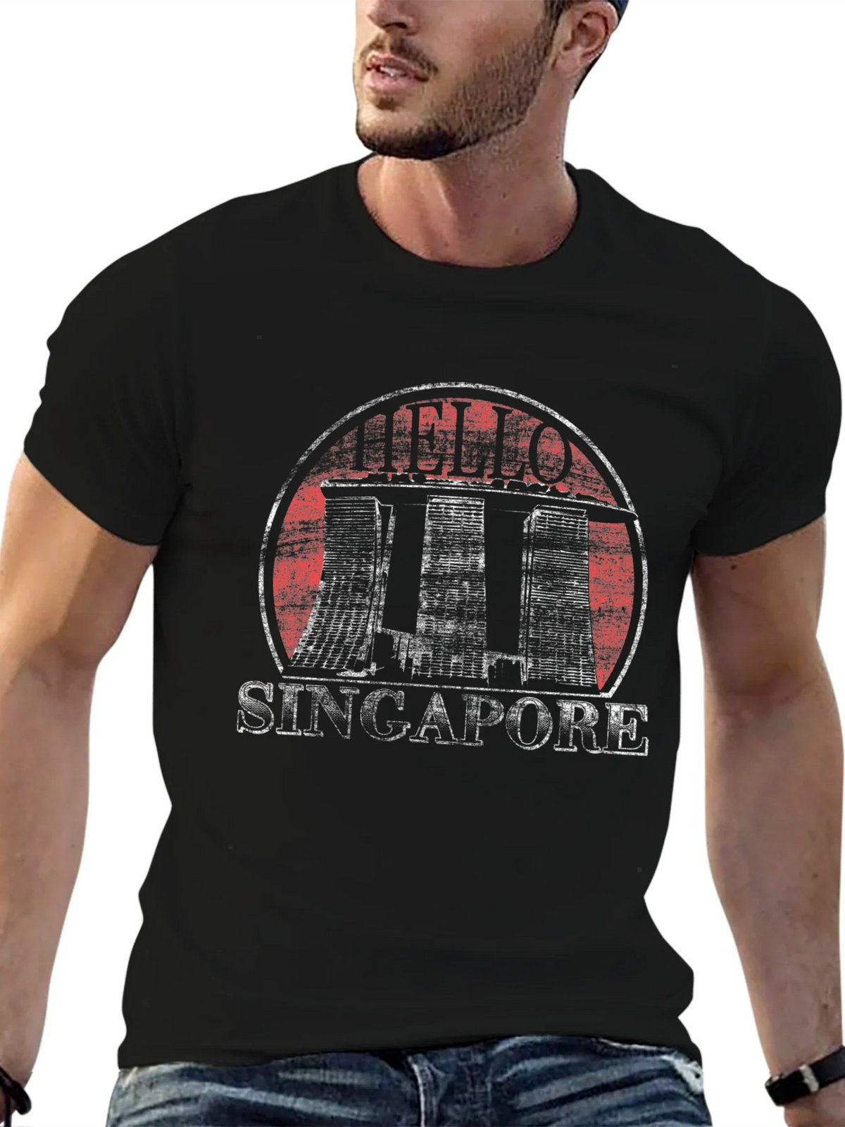 Singapore Vintage Graphic T-Shirt Black Cotton product image 9
