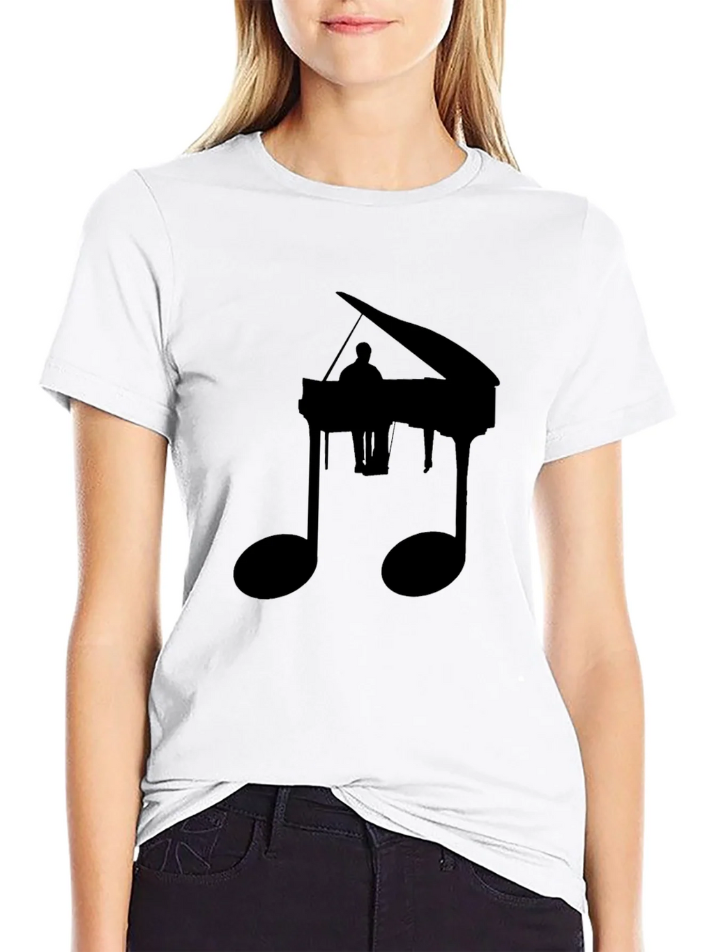 Piano Music Note Graphic Tee - Black Casual Shirt product image 11