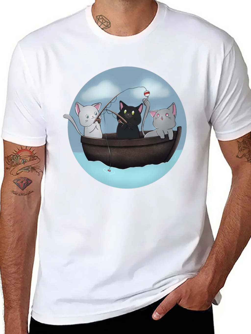 Cats Fishing T-Shirt | Unique Graphic Tee product image 10