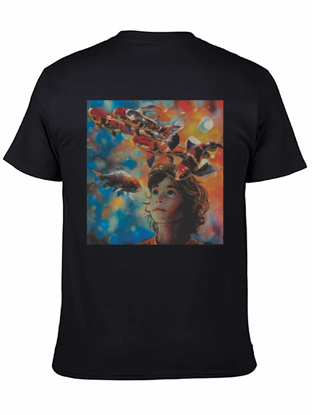 Boy and Koi Fish Graphic T-Shirt product image 7