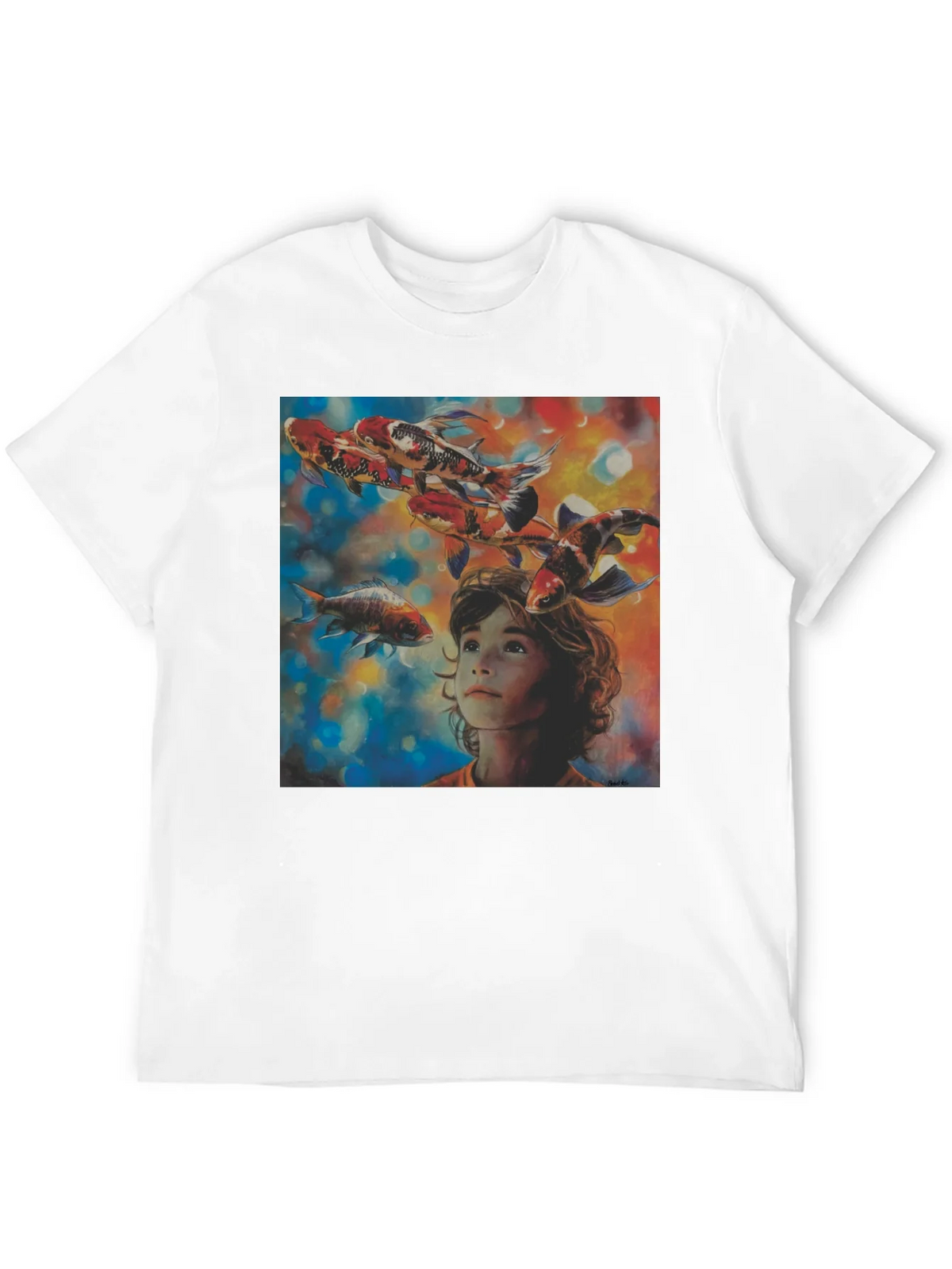 Boy and Koi Fish Graphic T-Shirt product image 3