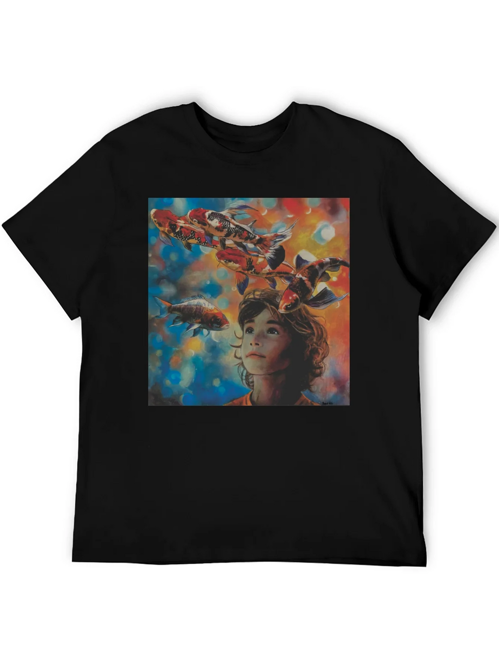 Boy and Koi Fish Graphic T-Shirt product image 8