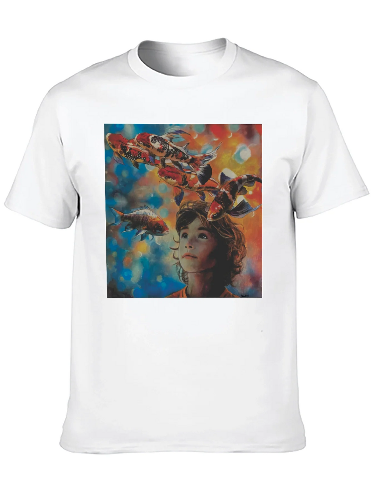 Boy and Koi Fish Graphic T-Shirt product image 12