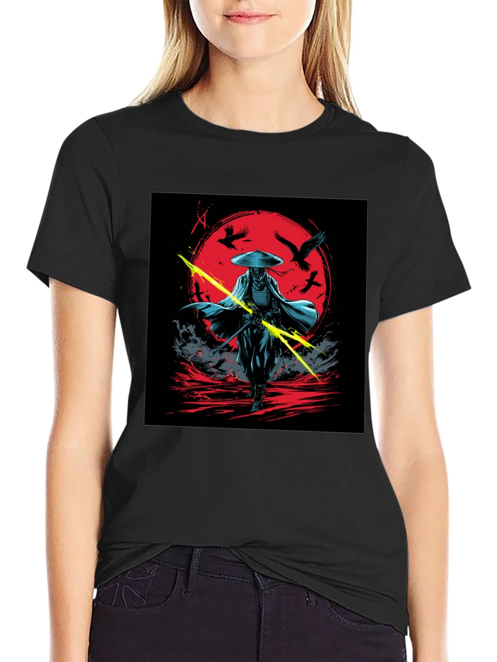 Samurai Warrior Graphic Tee - Black Cotton Shirt product image 5