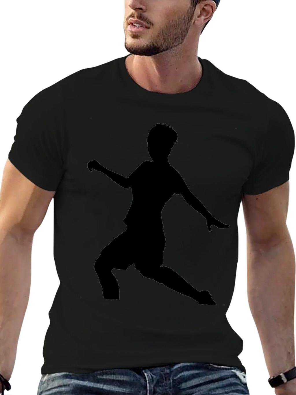 Mens Black Soccer Silhouette Graphic Tee product image 9