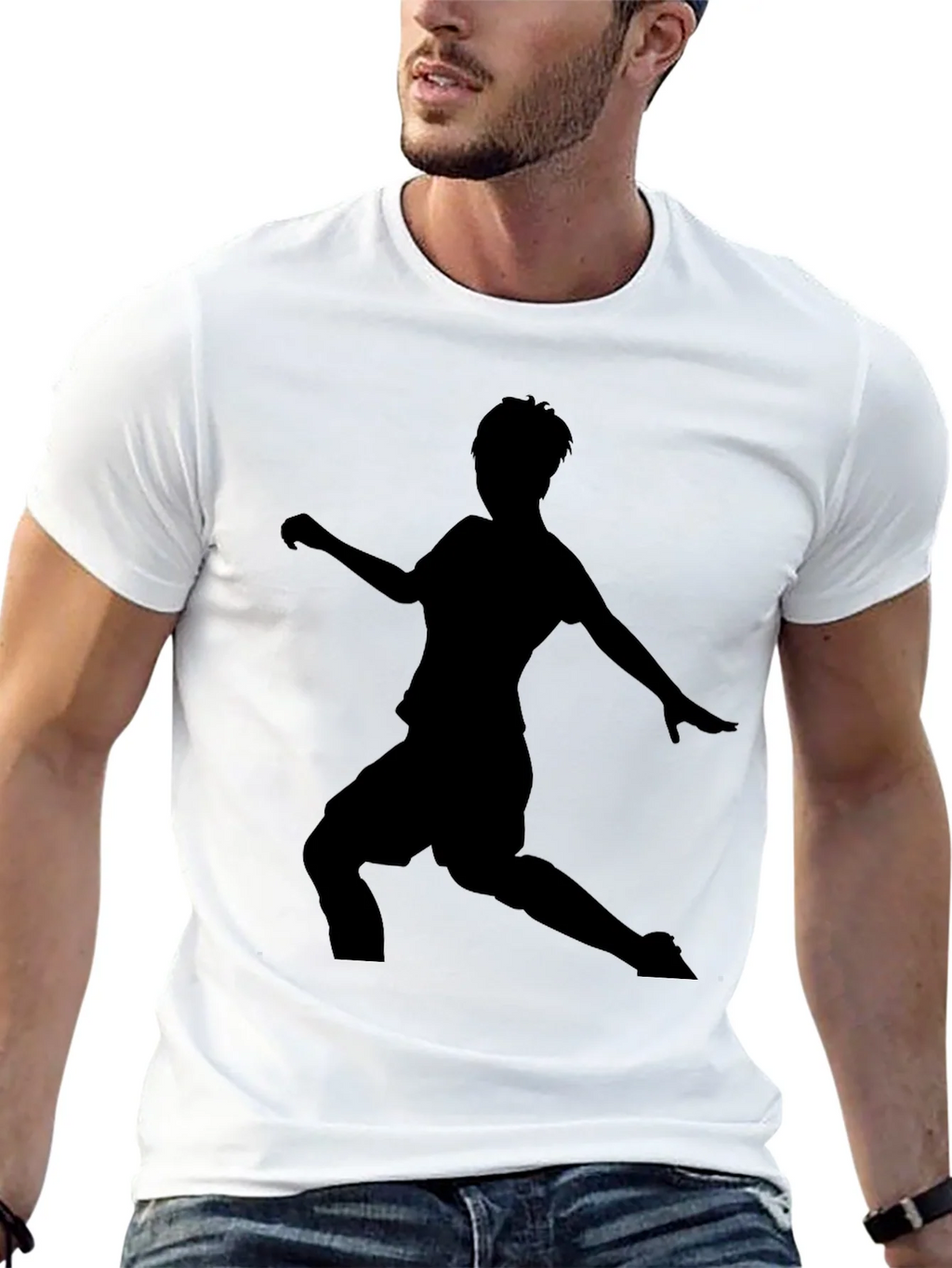 Mens Black Soccer Silhouette Graphic Tee product image 4