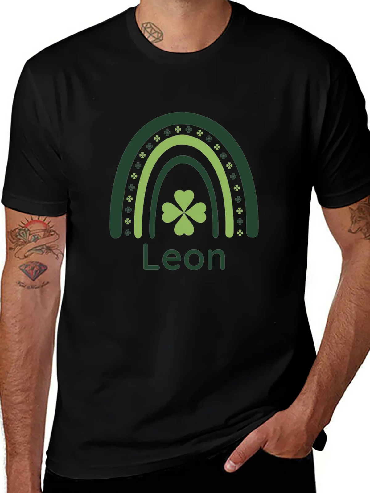 Leon St. Patricks Day Rainbow Clover T-Shirt product image 1
