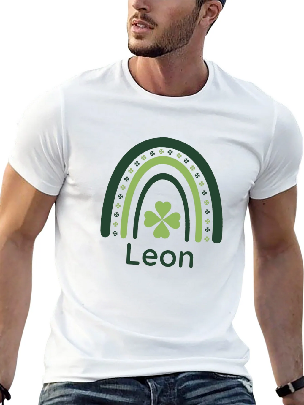 Leon St. Patricks Day Rainbow Clover T-Shirt product image 4