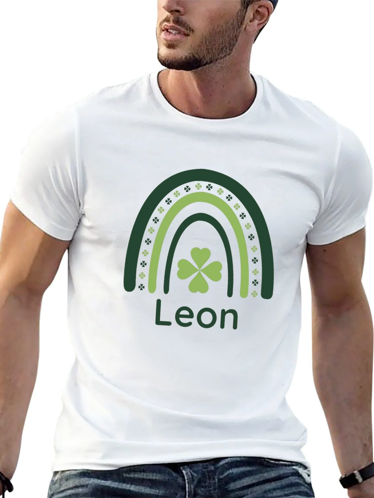 Leon St. Patricks Day Rainbow Clover T-Shirt product image 4