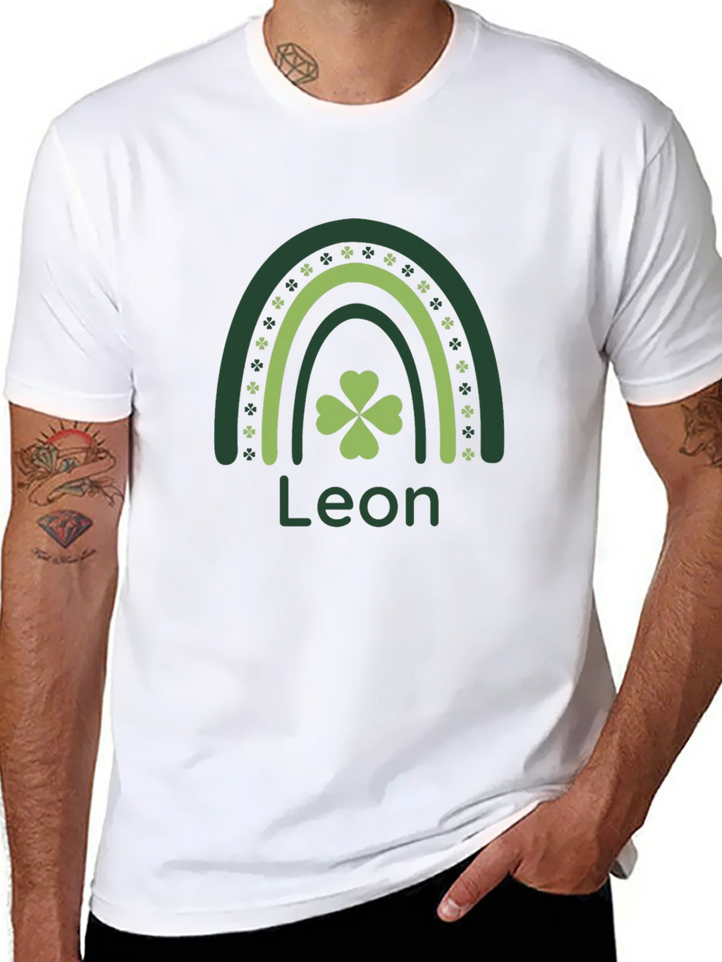 Leon St. Patricks Day Rainbow Clover T-Shirt product image 10