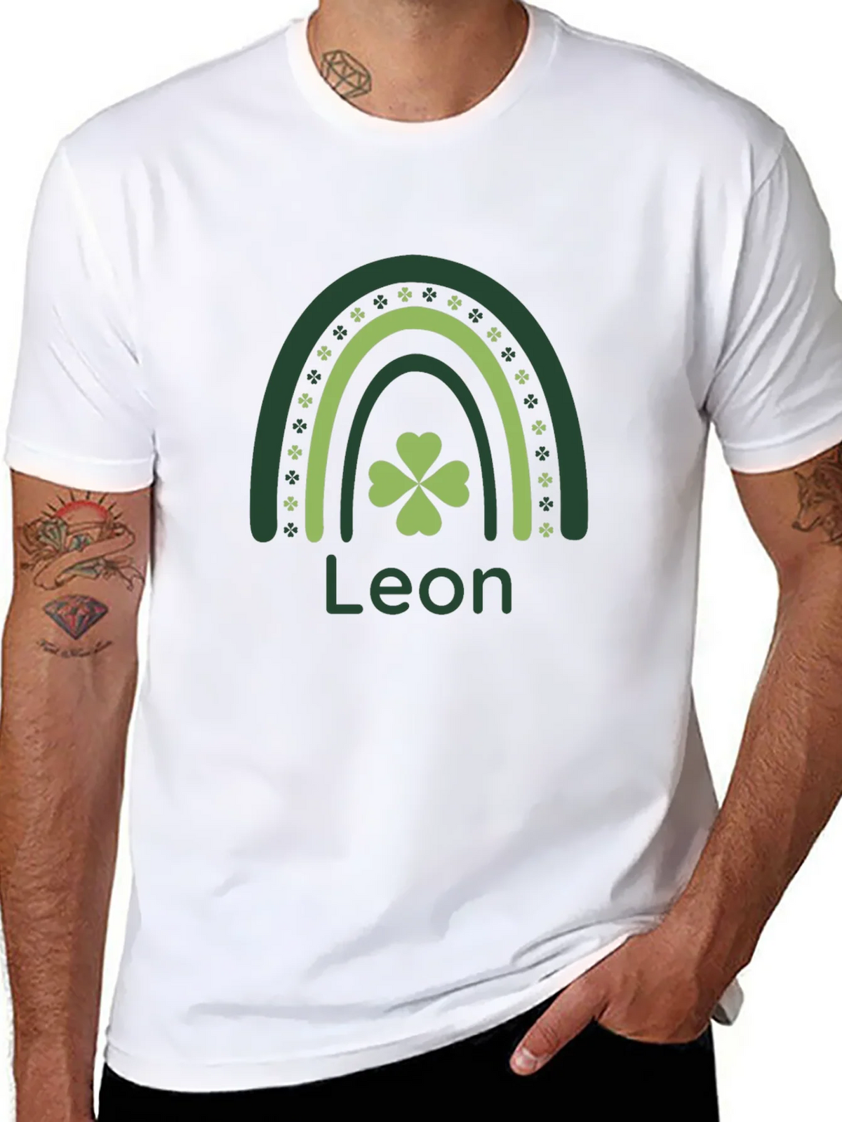 Leon St. Patricks Day Rainbow Clover T-Shirt product image 10