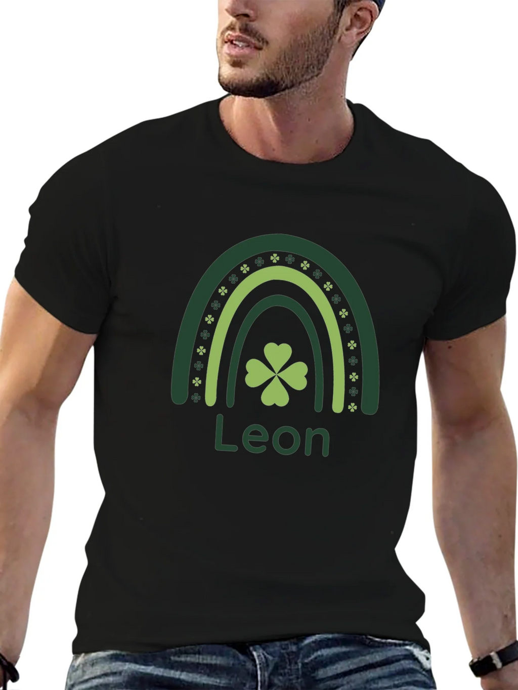 Leon St. Patricks Day Rainbow Clover T-Shirt product image 9