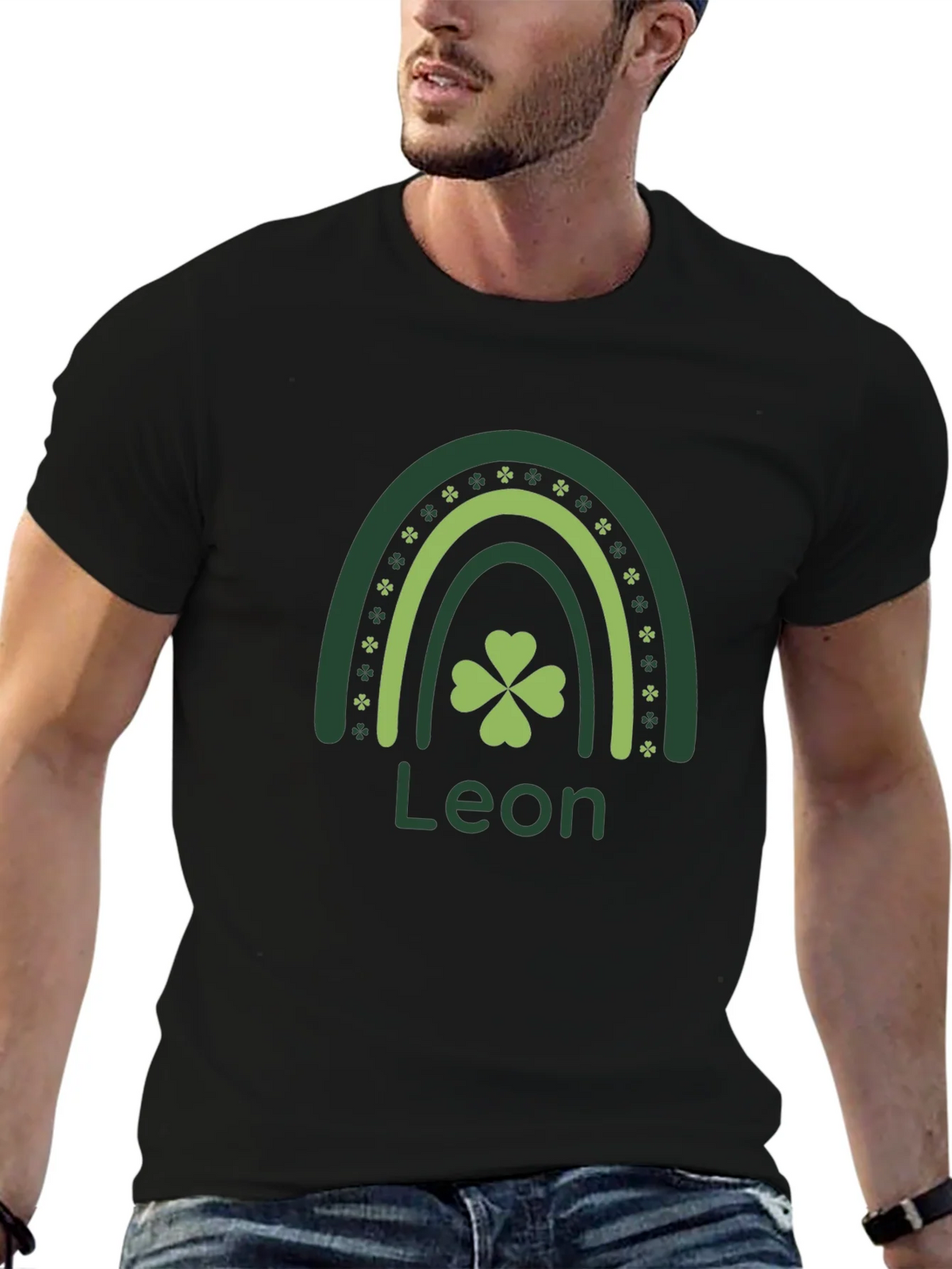 Leon St. Patricks Day Rainbow Clover T-Shirt product image 9