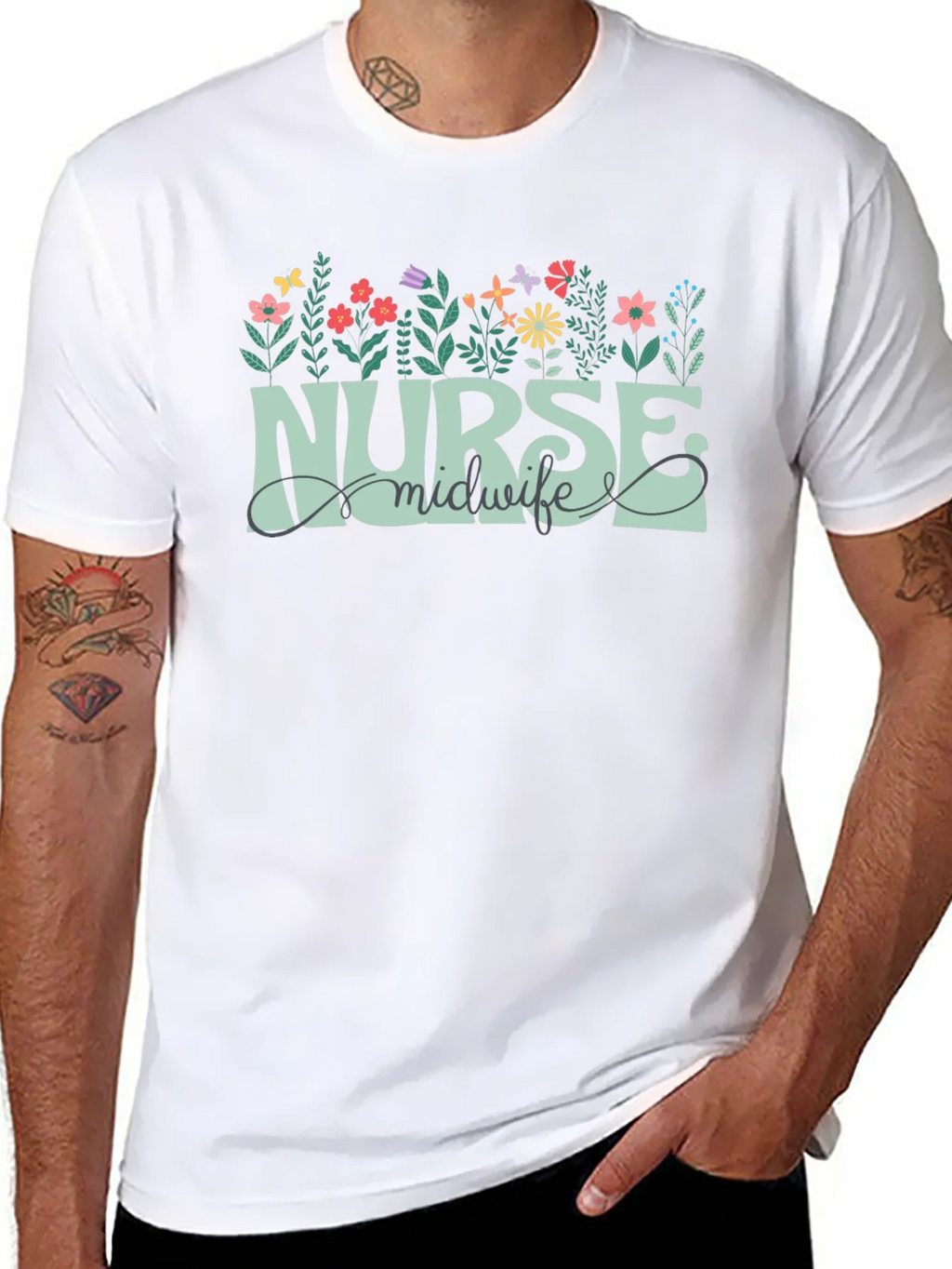 Nurse Midwife Floral Graphic T-Shirt product image 10