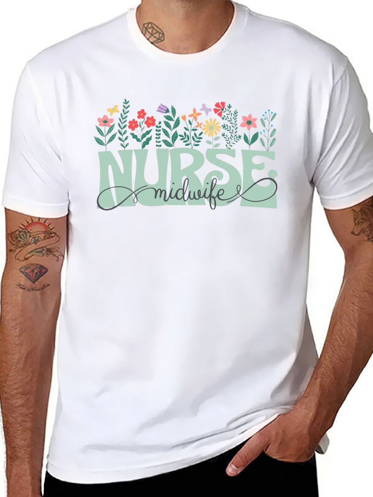 Nurse Midwife Floral Graphic T-Shirt product image 10