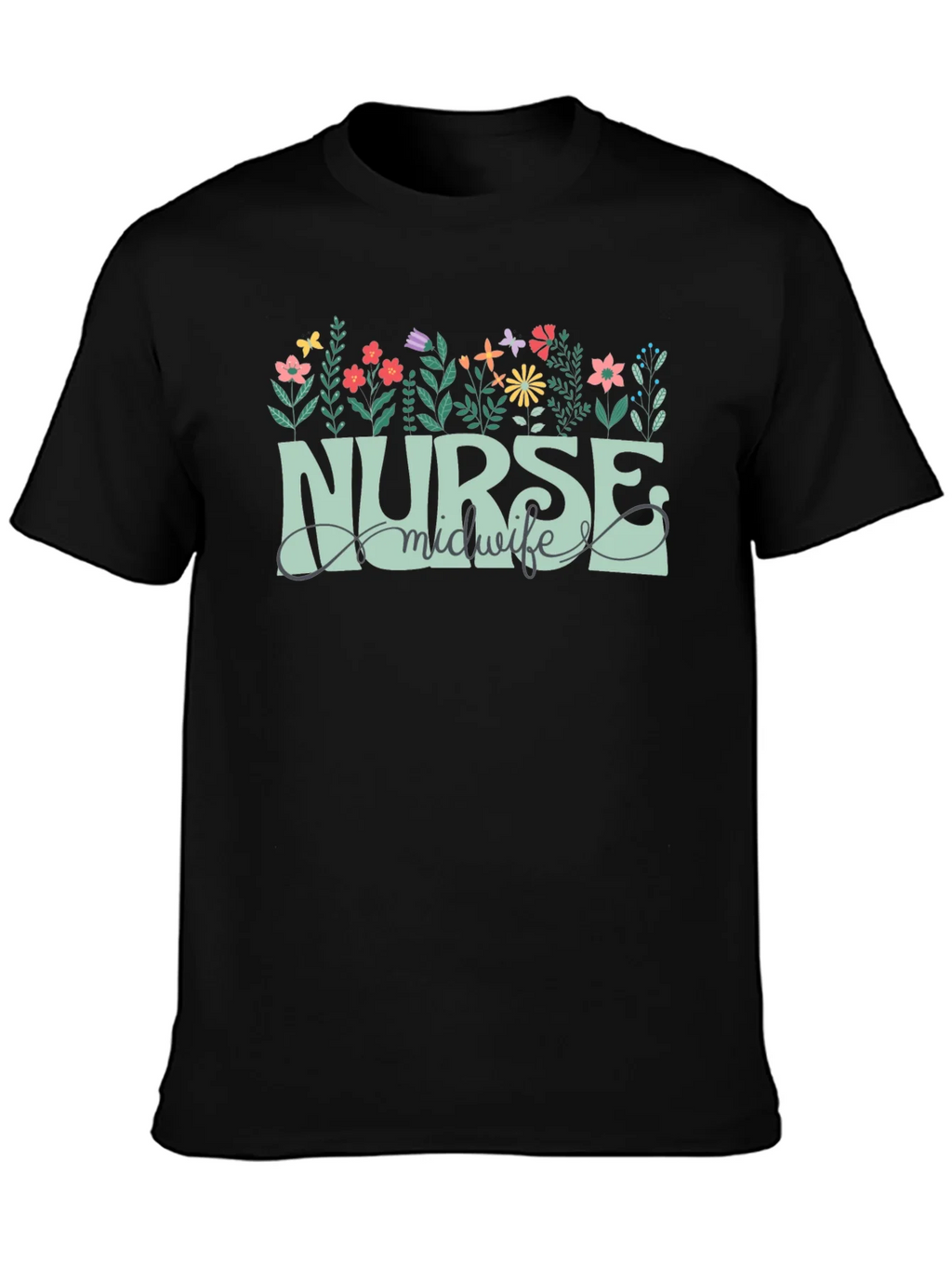 Nurse Midwife Floral Graphic T-Shirt product image 6