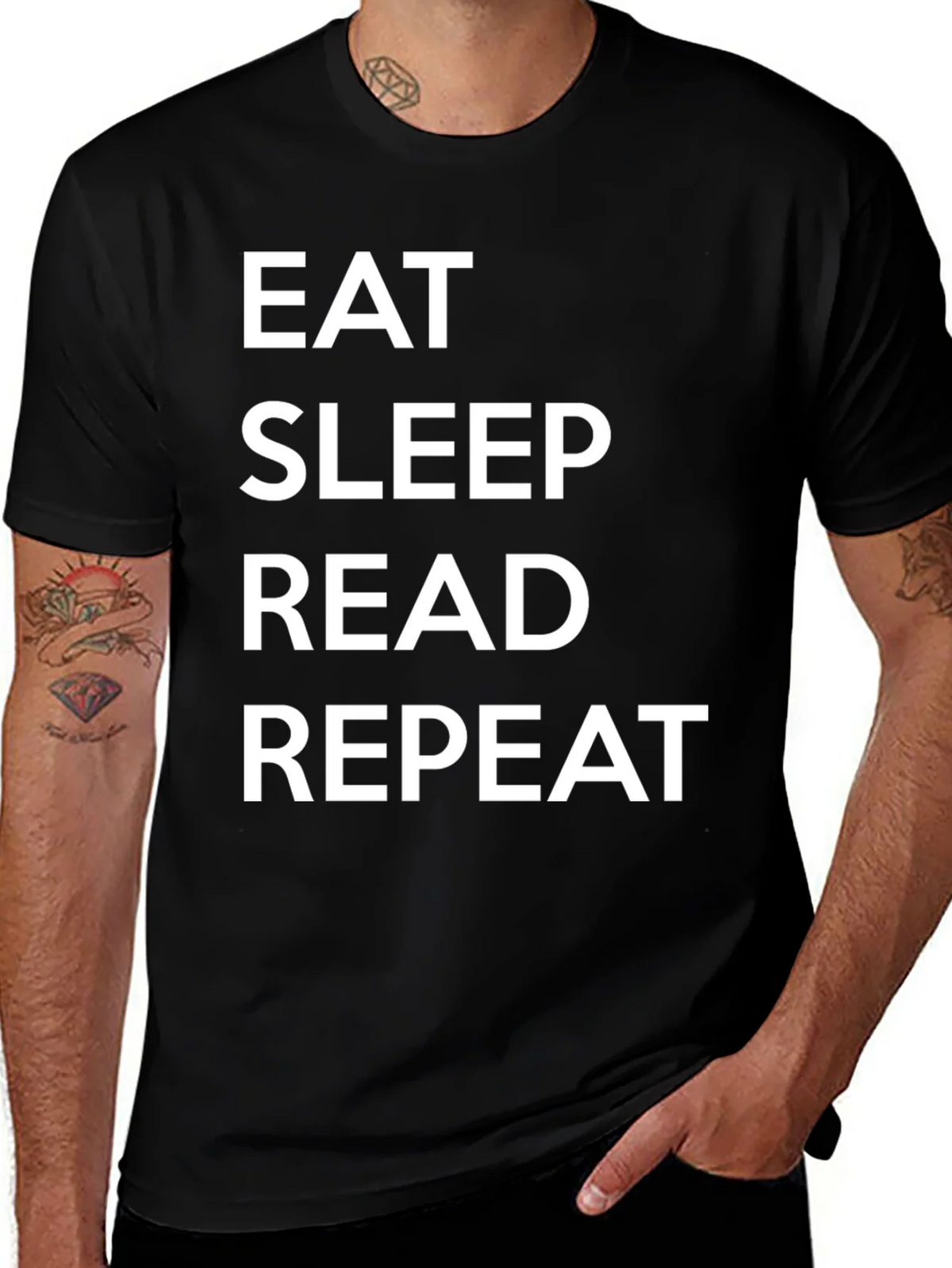 Eat Sleep Read Repeat Black T-Shirt product image 1