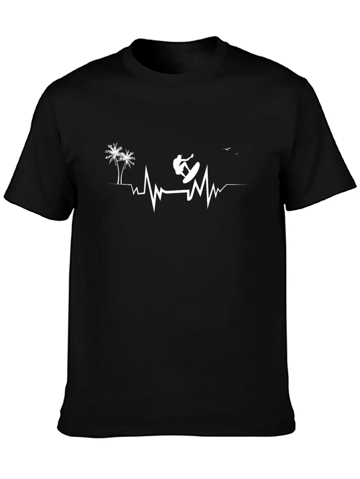 Surfing Heartbeat Graphic Tee - Casual Cotton Comfort product image 6