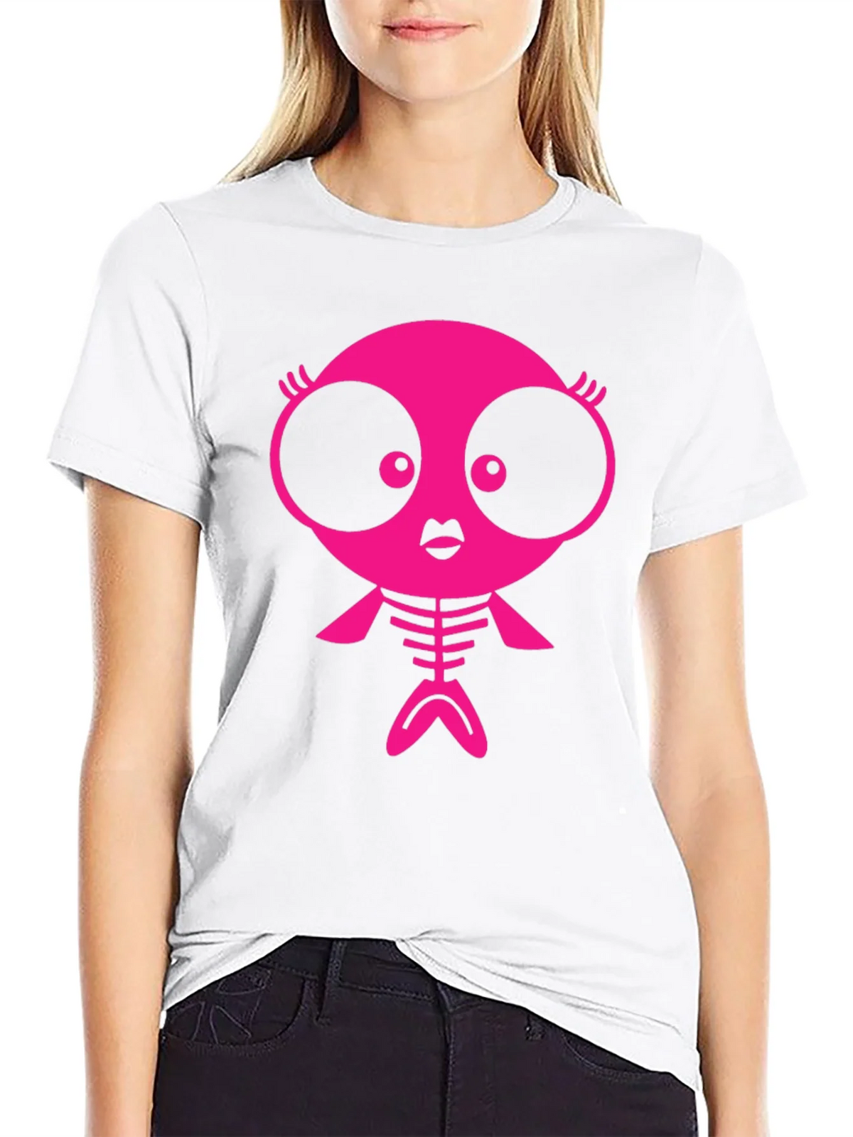 Funky Pink Creature Graphic Black T-Shirt product image 11