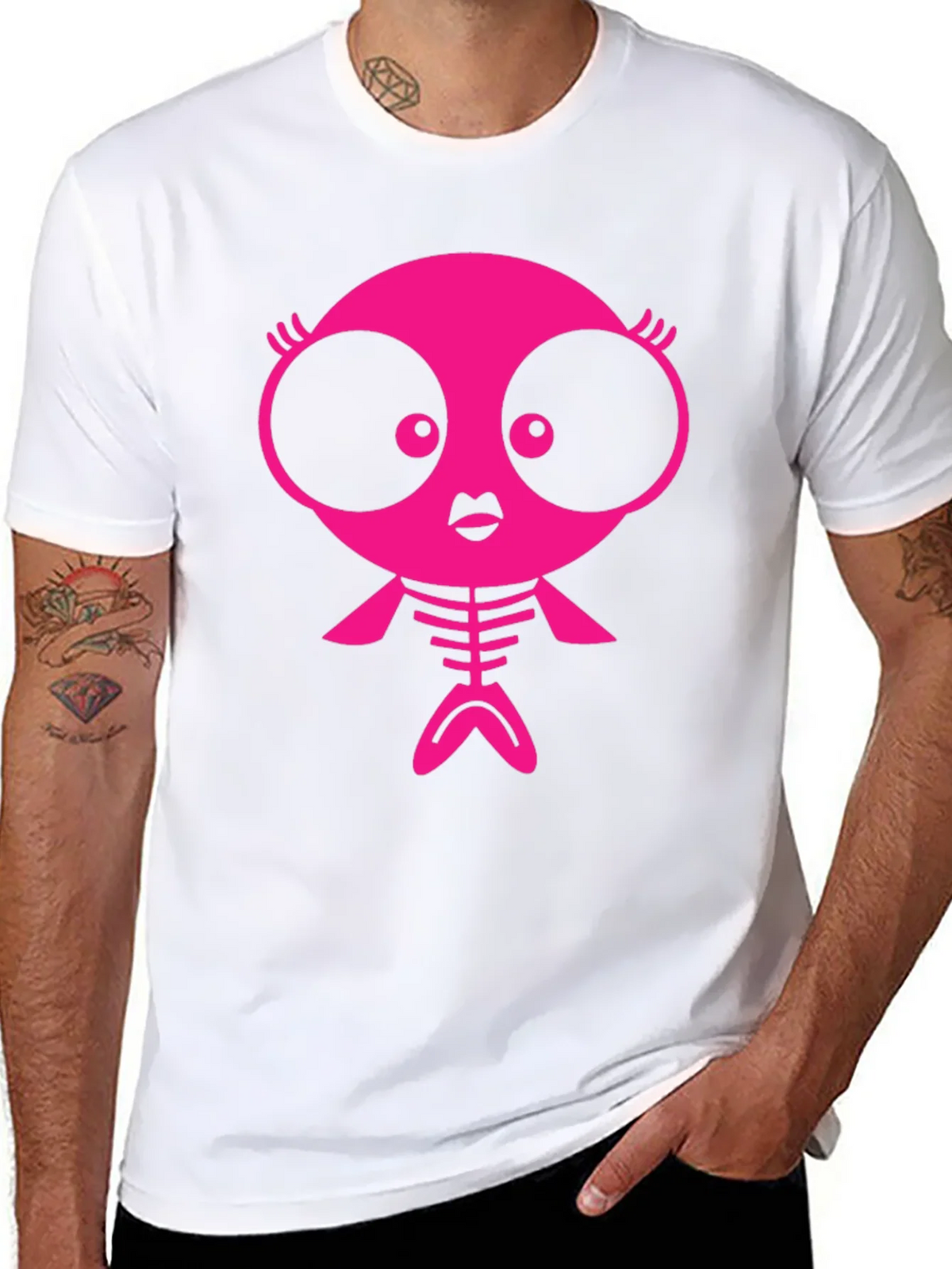 Funky Pink Creature Graphic Black T-Shirt product image 10