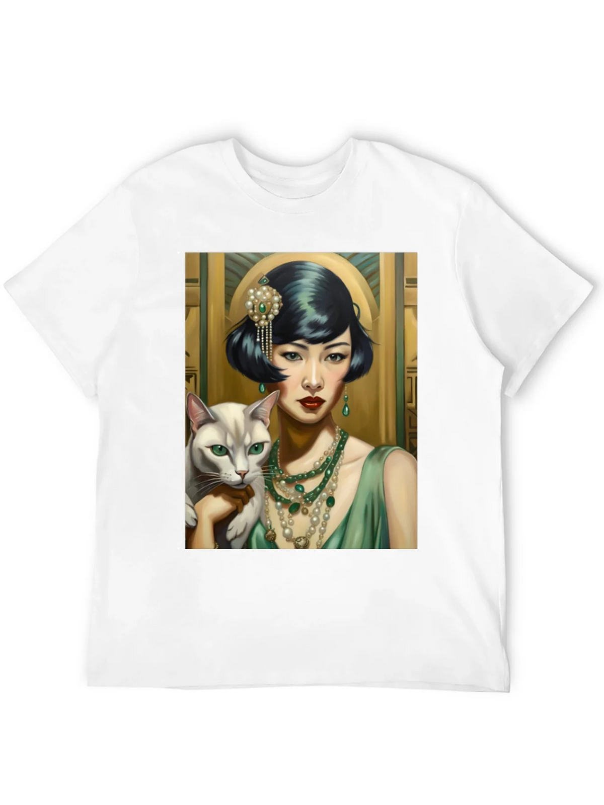 Art Deco Woman & Cat Graphic Tee product image 3