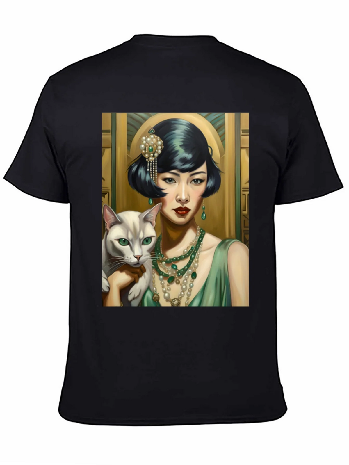 Art Deco Woman & Cat Graphic Tee product image 7