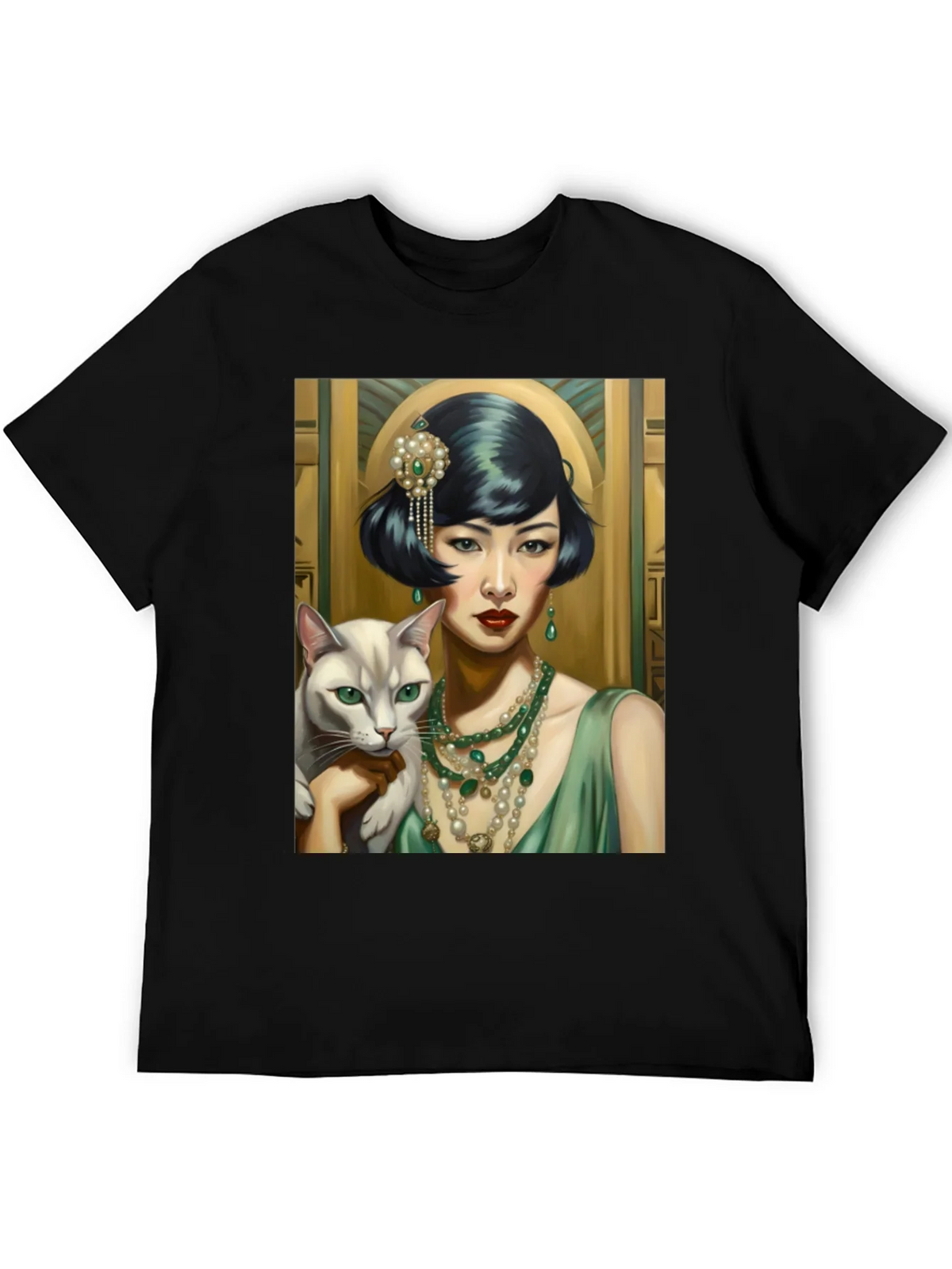 Art Deco Woman & Cat Graphic Tee product image 8