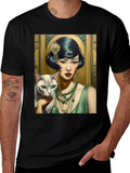 Art Deco Woman & Cat Graphic Tee product image 1